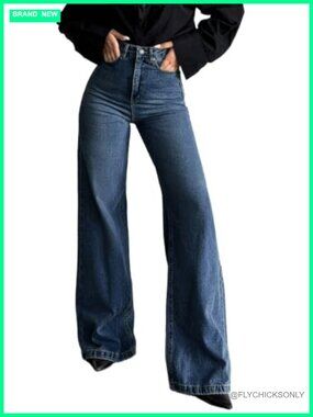 High Waisted Flare Wide Leg Jeans Stretchy Denim Pants with Pockets